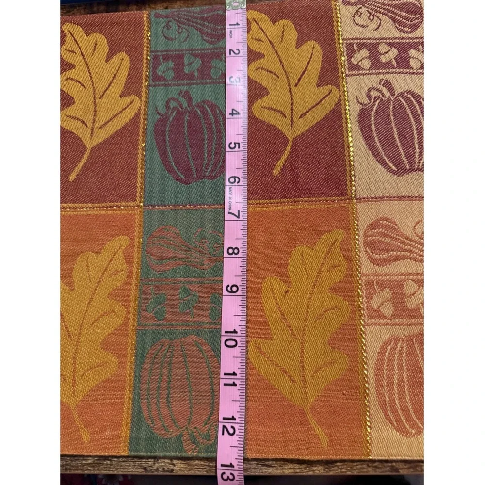 Harvest Tapestry Placemats Set of 4 Fall Pumpkin Leaf Acorn Thanksgiving Decor
